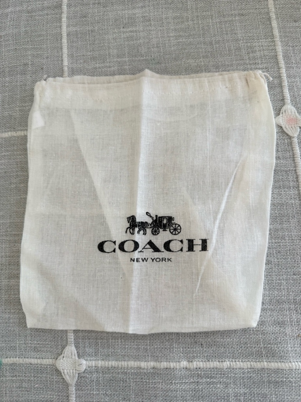 Coach Drawstring Dust Bag - Cream with Black Logo